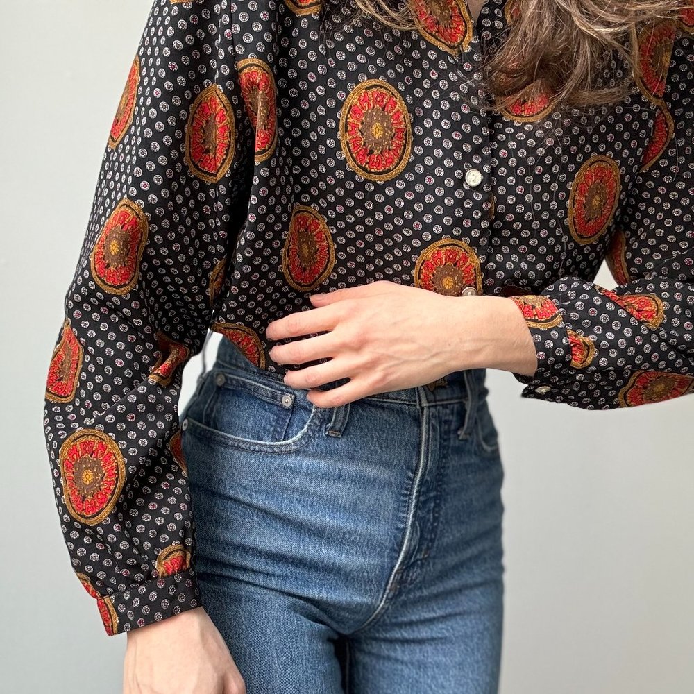 Vintage Silk Button Down Blouse